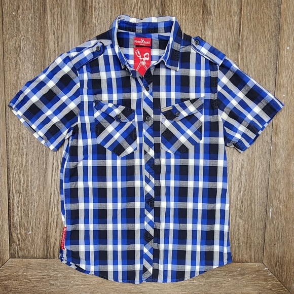 ✂️💀Y2K Marc Ecko Cut & Sew Men’s 💀✂️ Short-Sleeve Button-Up Shirt Size Medium - Picture 9 of 9